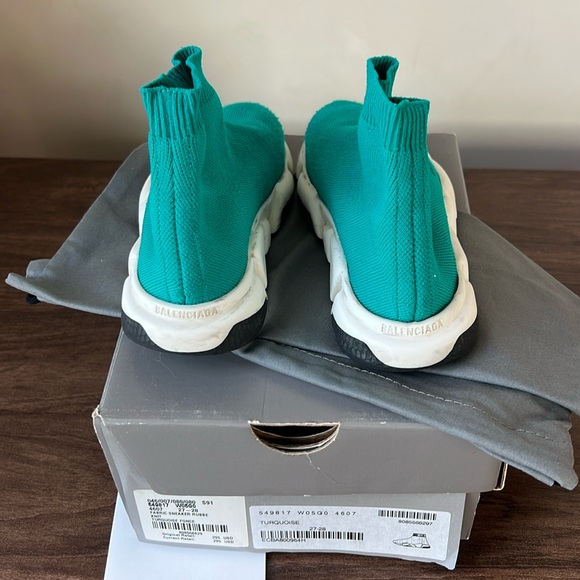 BALENCIAGA KIDS SPEED TRAINER SIZE 10-11K Turquoise - Picture 2 of 3